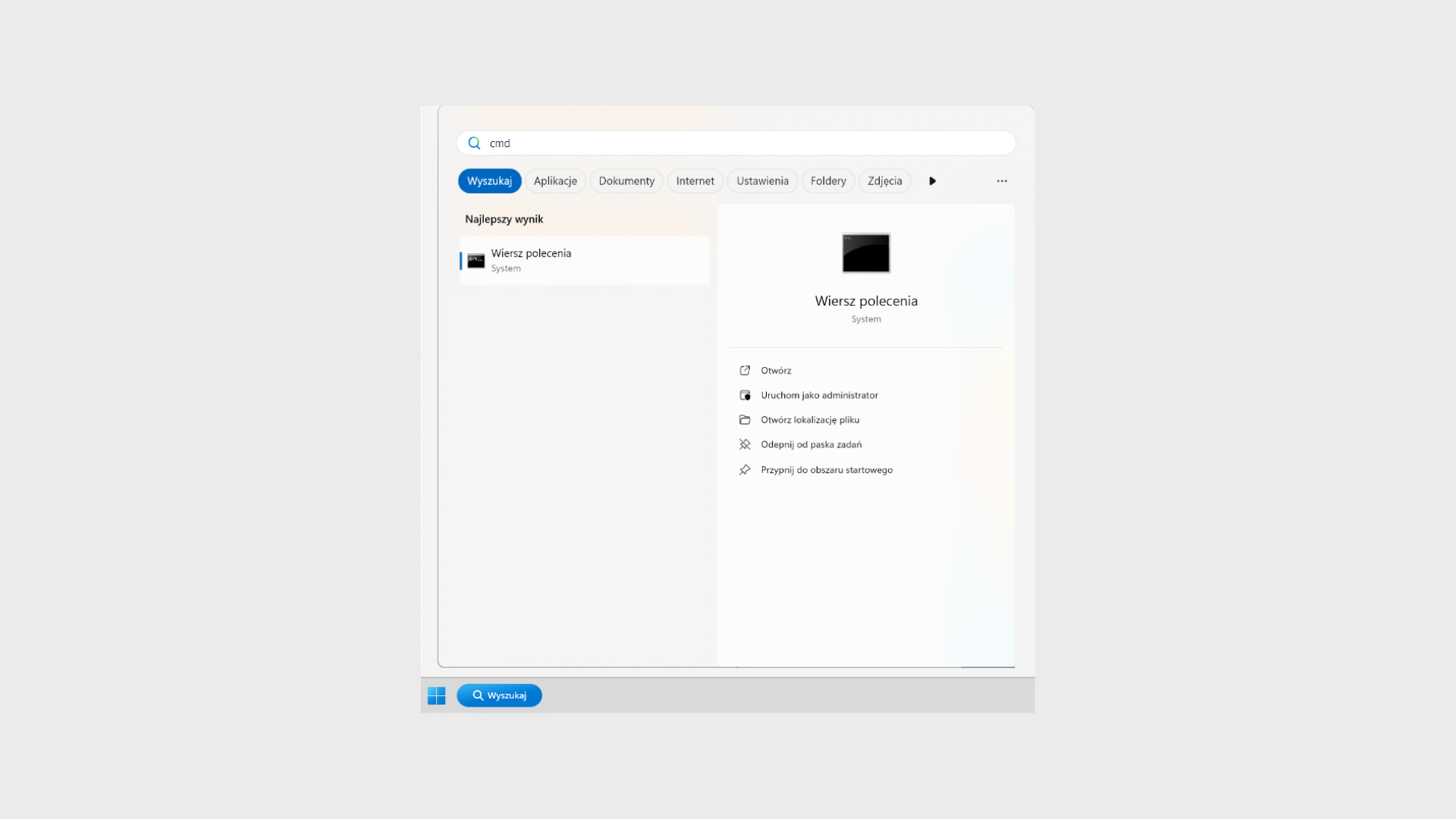 Uruchamianie wiersza poleceń