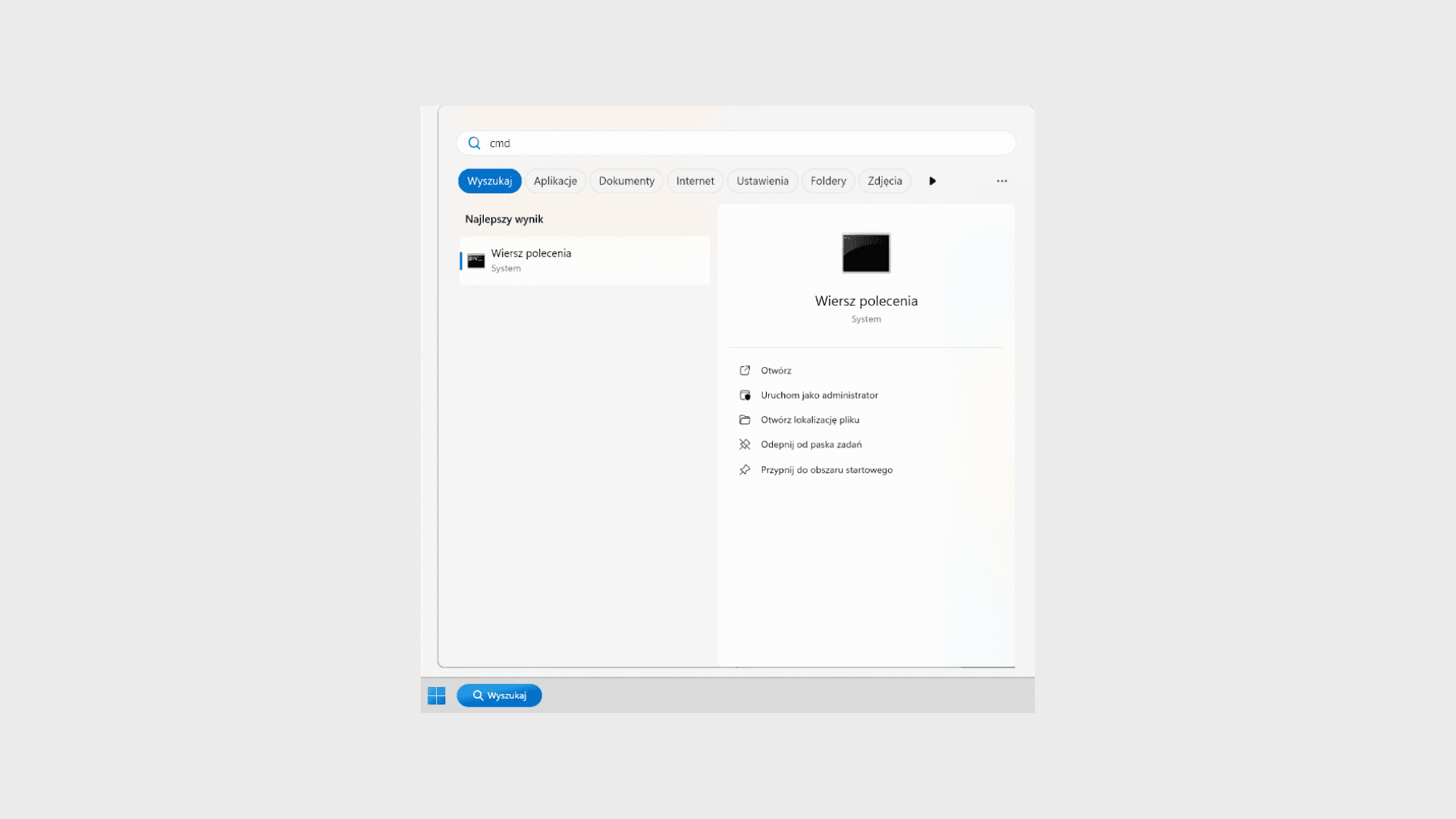 Uruchamianie wiersza poleceń