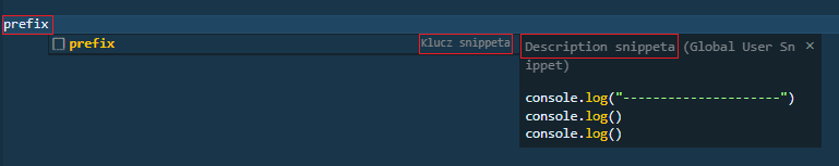 Poszczególne właściwości snippeta w praktyce